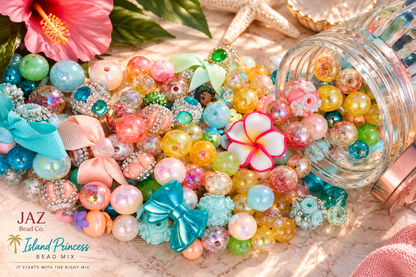 Island Princess curated craft bead mix tray with tropical colorful beads and specialty accents